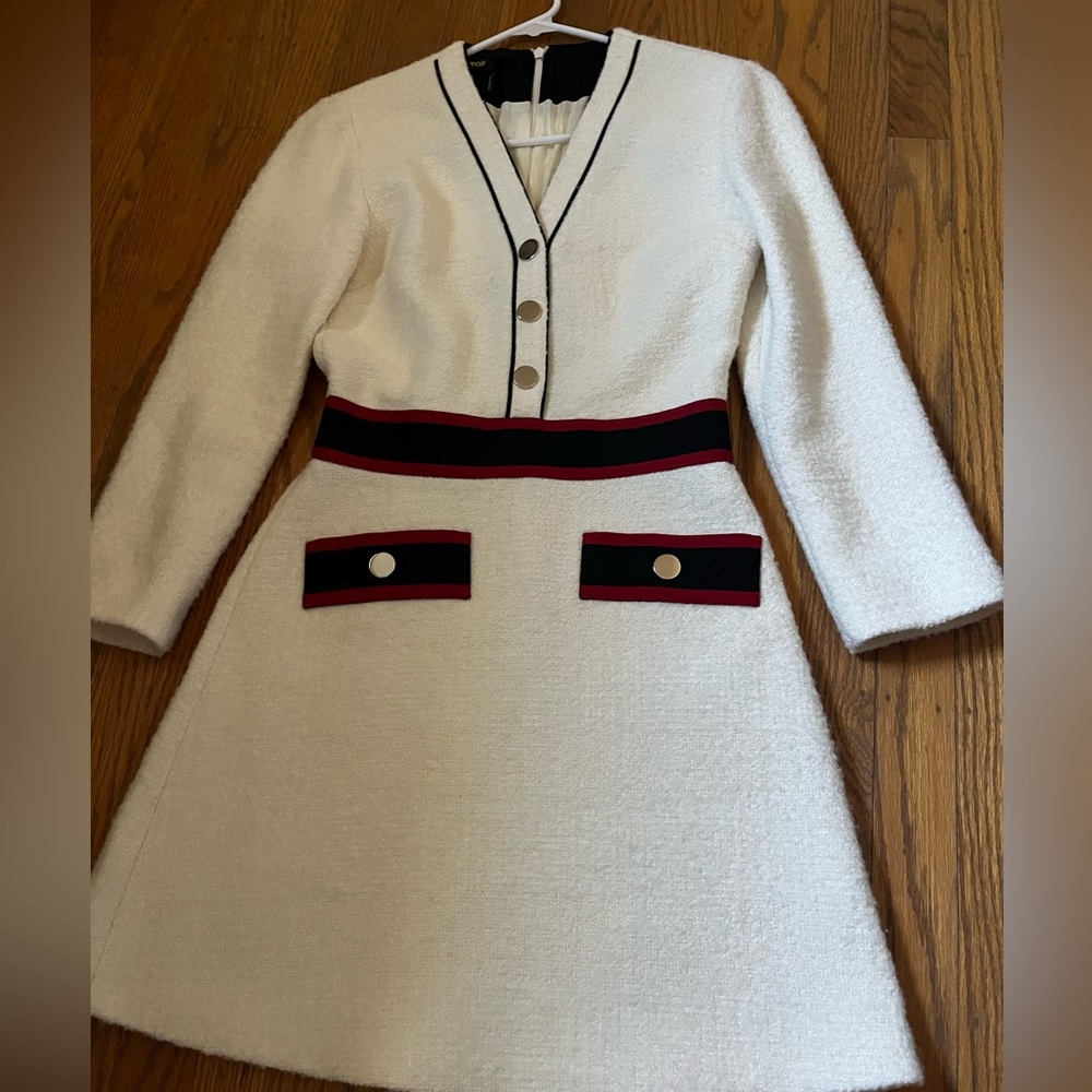 Maje Chanel style dress wool classic New York 1 holiday party frock